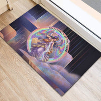 Iris Goddess Rubber Doormat Rainbow Winged Iris - Pitcher Lyre And Greek Key