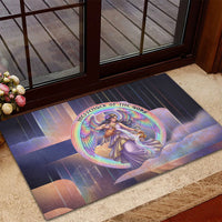 Iris Goddess Rubber Doormat Rainbow Winged Iris - Pitcher Lyre And Greek Key