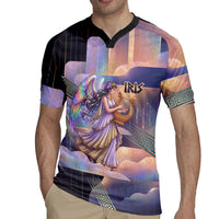 Iris Goddess Rugby Jersey Rainbow Winged Iris - Pitcher Lyre And Greek Key