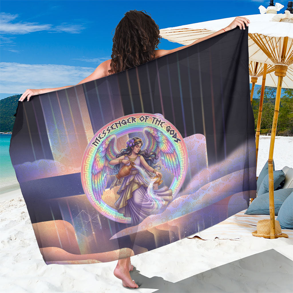 Iris Goddess Sarong Rainbow Winged Iris - Pitcher Lyre And Greek Key