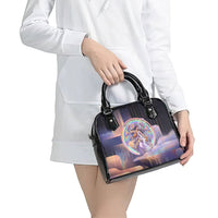 Iris Goddess Shoulder Handbag Rainbow Winged Iris - Pitcher Lyre And Greek Key