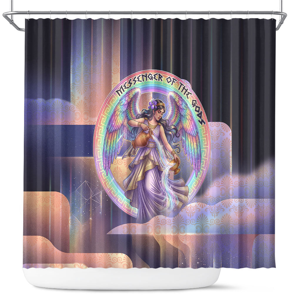 Iris Goddess Shower Curtain Rainbow Winged Iris - Pitcher Lyre And Greek Key