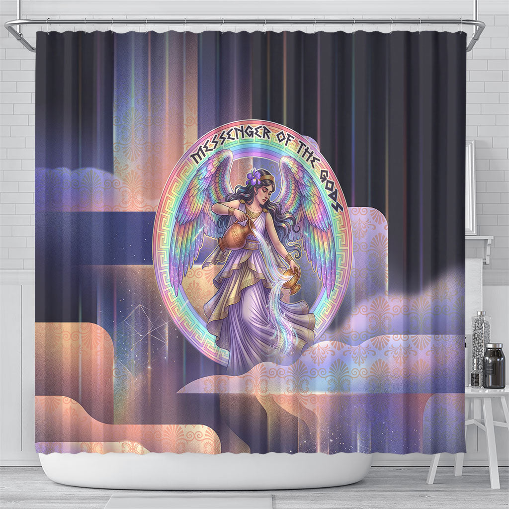 Iris Goddess Shower Curtain Rainbow Winged Iris - Pitcher Lyre And Greek Key