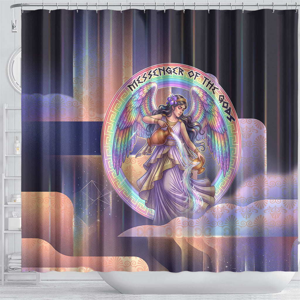 Iris Goddess Shower Curtain Rainbow Winged Iris - Pitcher Lyre And Greek Key