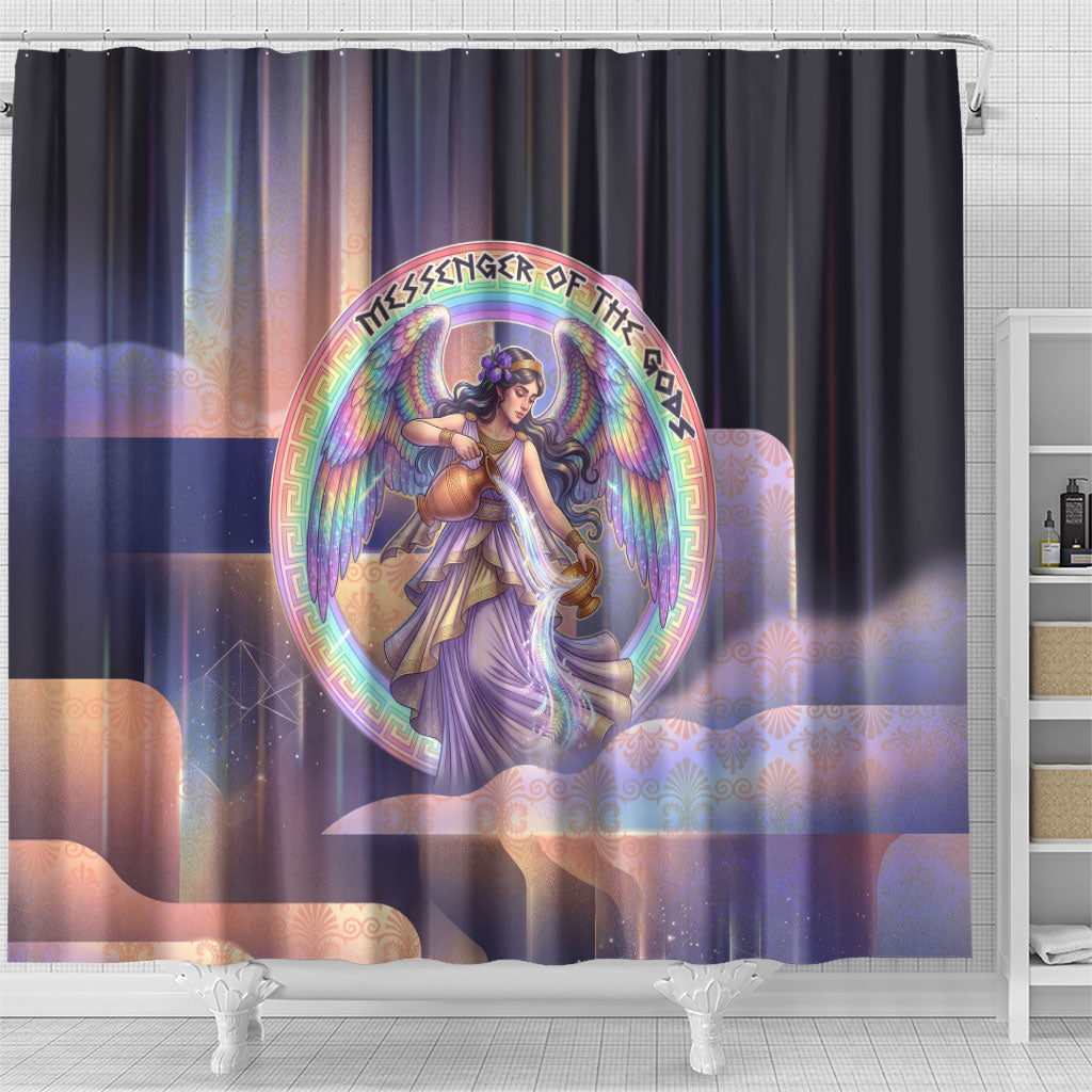 Iris Goddess Shower Curtain Rainbow Winged Iris - Pitcher Lyre And Greek Key