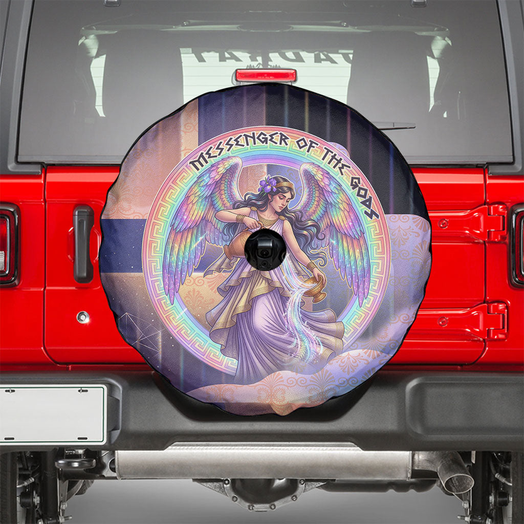 Iris Goddess Spare Tire Cover Rainbow Winged Iris - Pitcher Lyre And Greek Key