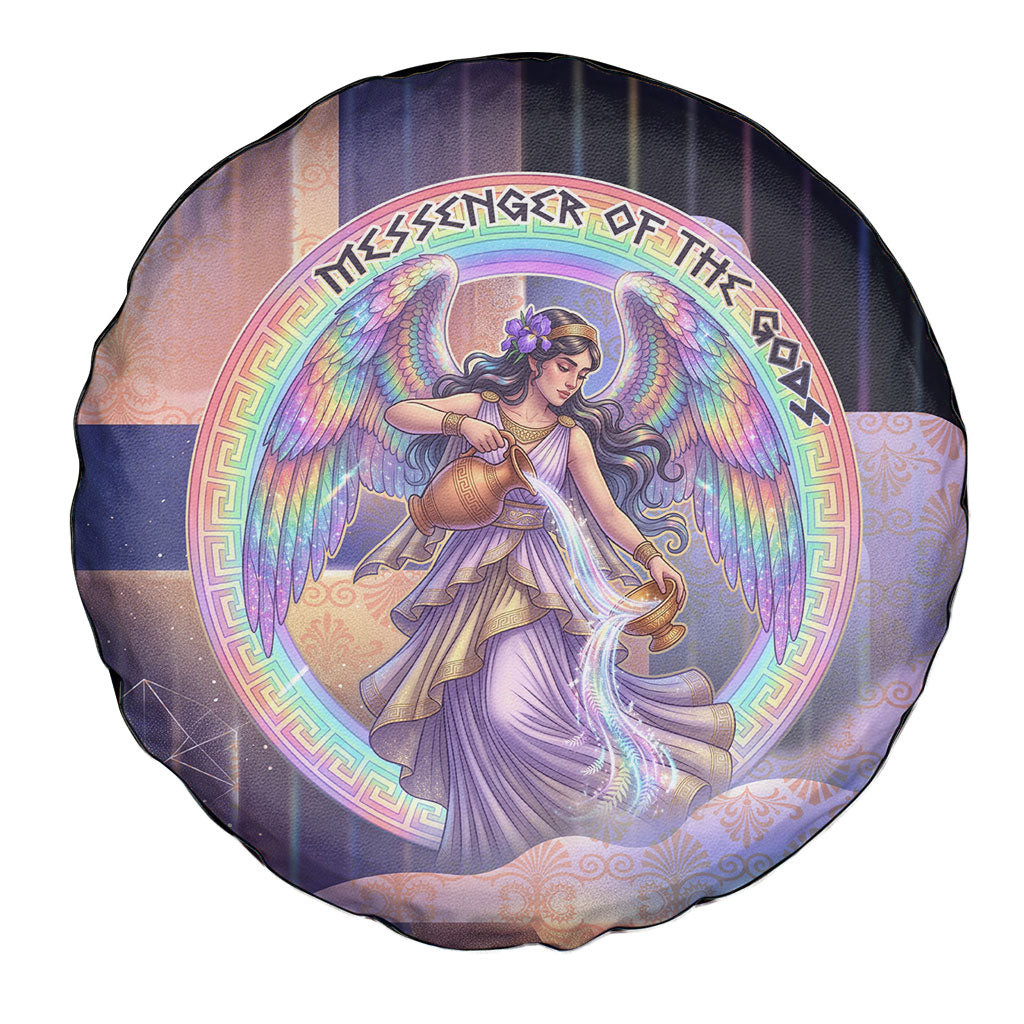 Iris Goddess Spare Tire Cover Rainbow Winged Iris - Pitcher Lyre And Greek Key