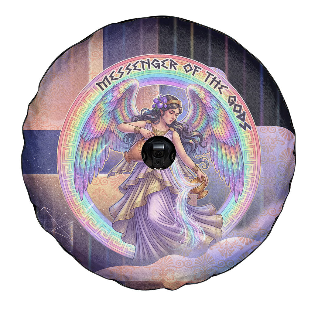 Iris Goddess Spare Tire Cover Rainbow Winged Iris - Pitcher Lyre And Greek Key