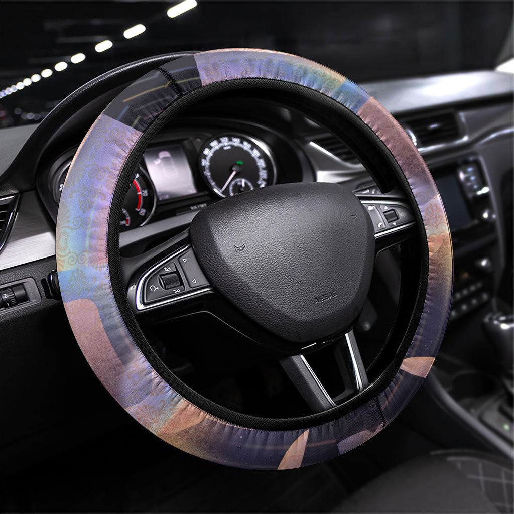 Iris Goddess Steering Wheel Cover Rainbow Winged Iris - Pitcher Lyre And Greek Key