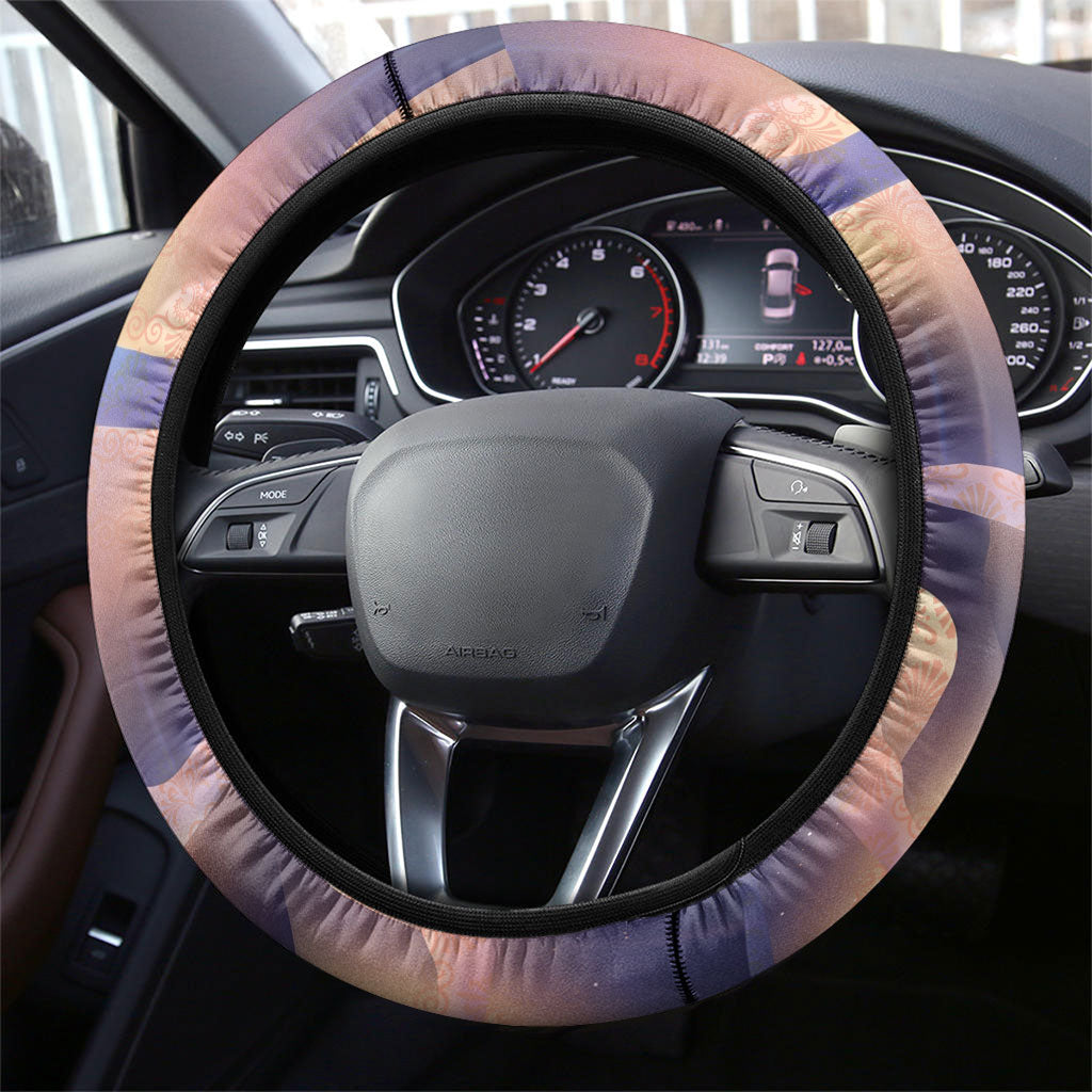 Iris Goddess Steering Wheel Cover Rainbow Winged Iris - Pitcher Lyre And Greek Key