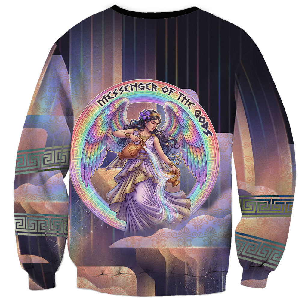Iris Goddess Sweatshirt Rainbow Winged Iris - Pitcher Lyre And Greek Key