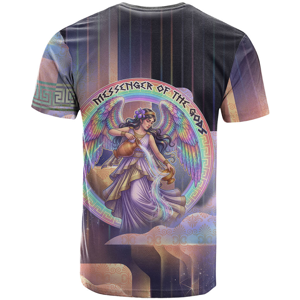 Iris Goddess T Shirt Rainbow Winged Iris - Pitcher Lyre And Greek Key