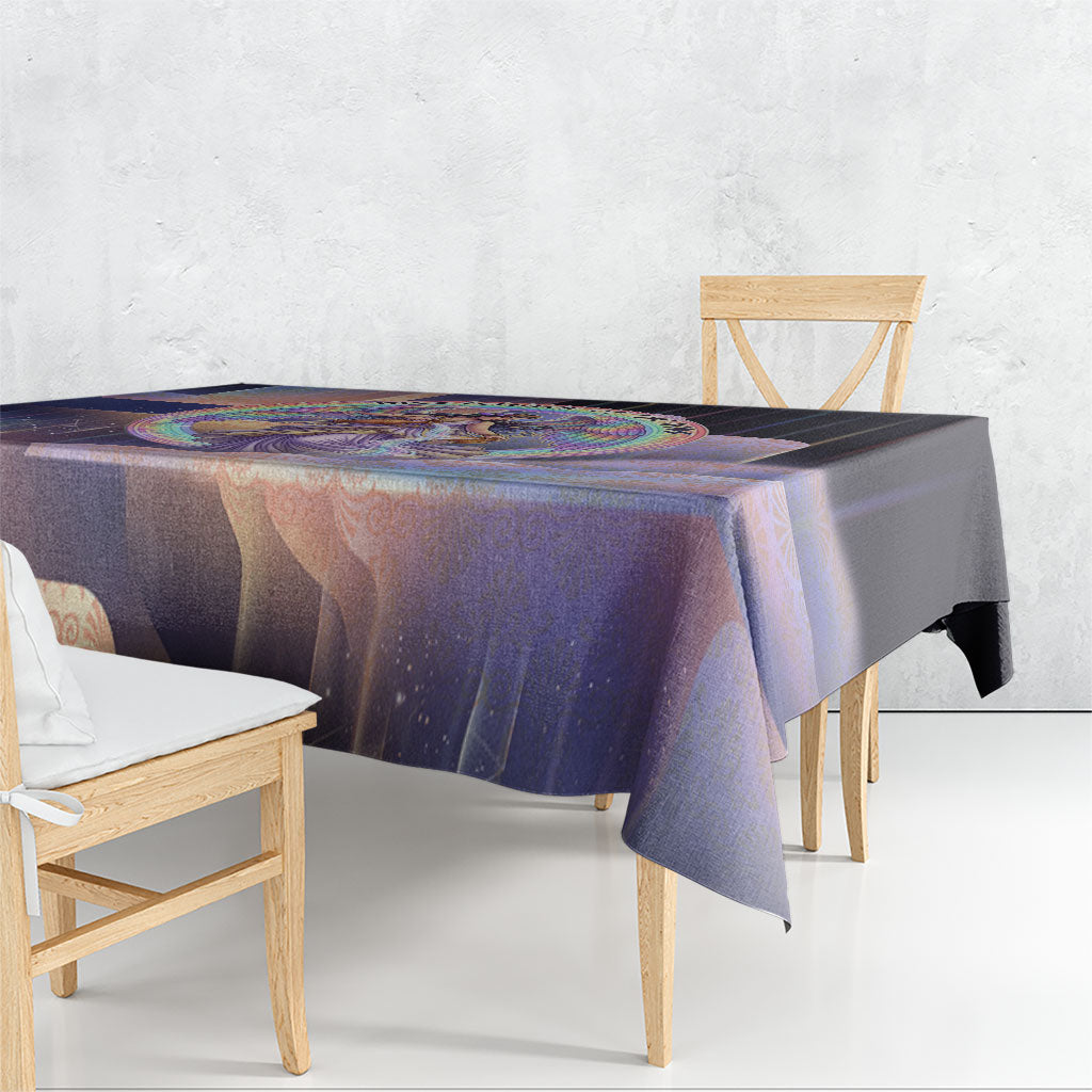 Iris Goddess Tablecloth Rainbow Winged Iris - Pitcher Lyre And Greek Key