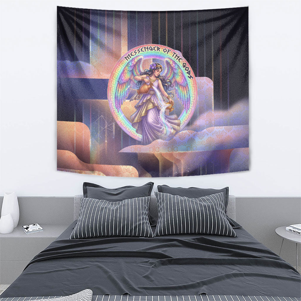 Iris Goddess Tapestry Rainbow Winged Iris - Pitcher Lyre And Greek Key