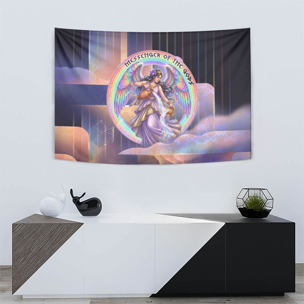 Iris Goddess Tapestry Rainbow Winged Iris - Pitcher Lyre And Greek Key