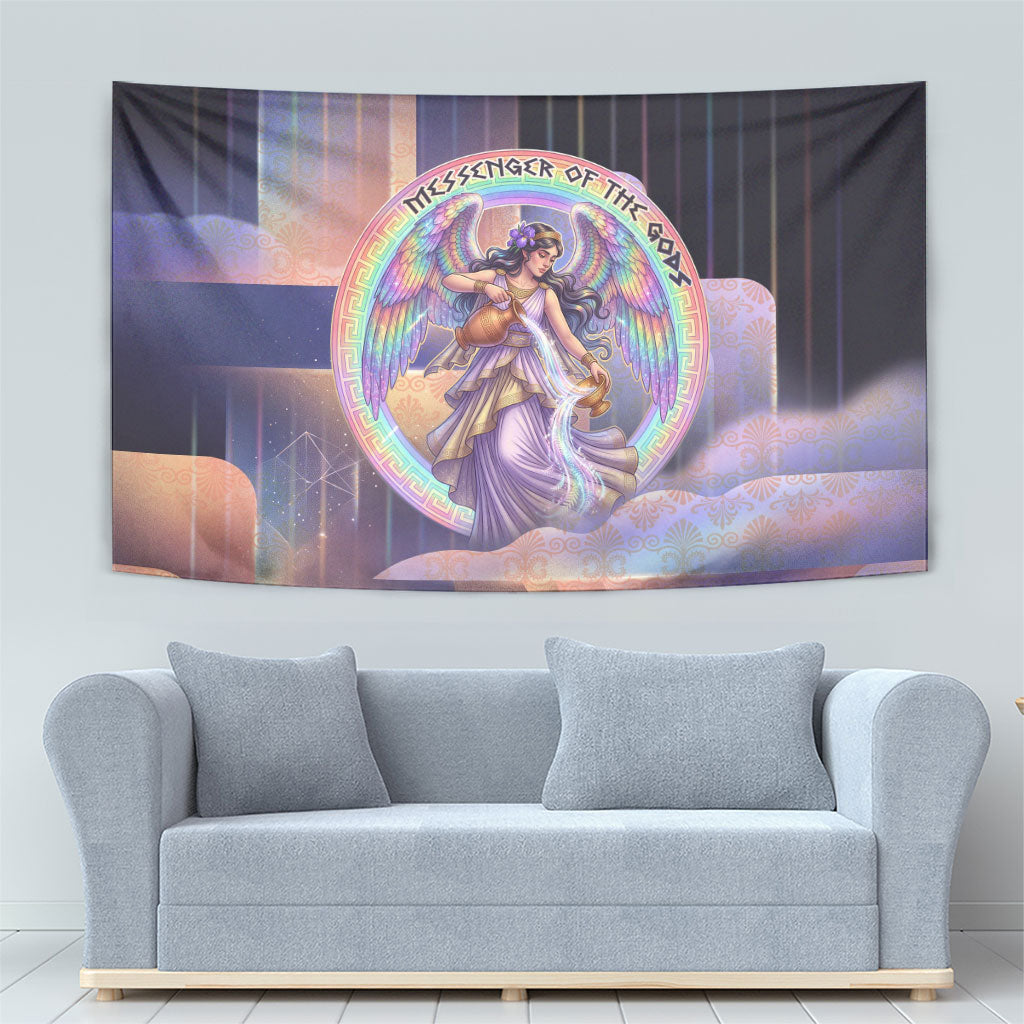 Iris Goddess Tapestry Rainbow Winged Iris - Pitcher Lyre And Greek Key