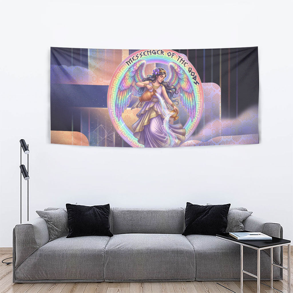 Iris Goddess Tapestry Rainbow Winged Iris - Pitcher Lyre And Greek Key