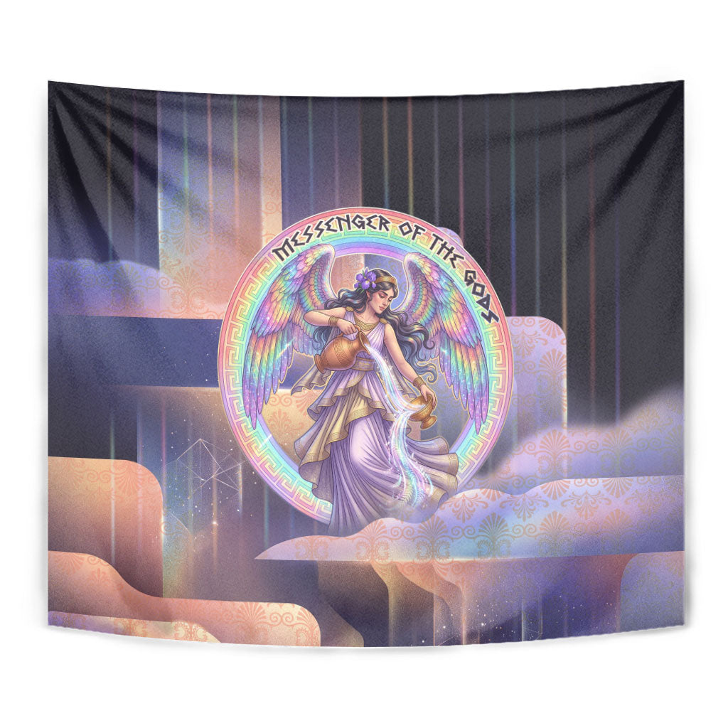 Iris Goddess Tapestry Rainbow Winged Iris - Pitcher Lyre And Greek Key