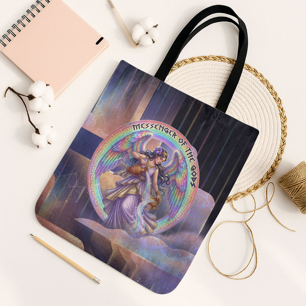 Iris Goddess Tote Bag Rainbow Winged Iris - Pitcher Lyre And Greek Key