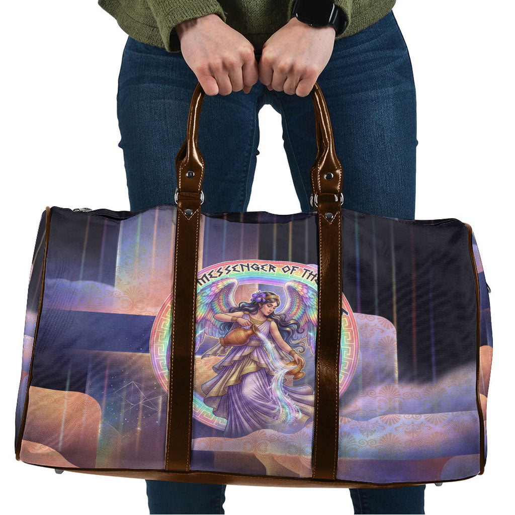 Iris Goddess Travel Bag Rainbow Winged Iris - Pitcher Lyre And Greek Key