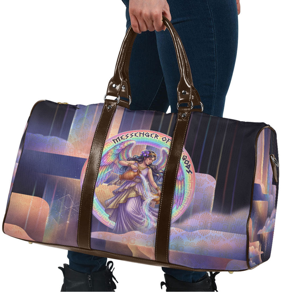 Iris Goddess Travel Bag Rainbow Winged Iris - Pitcher Lyre And Greek Key