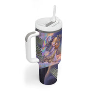 Iris Goddess Tumbler With Handle Rainbow Winged Iris - Pitcher Lyre And Greek Key