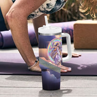 Iris Goddess Tumbler With Handle Rainbow Winged Iris - Pitcher Lyre And Greek Key