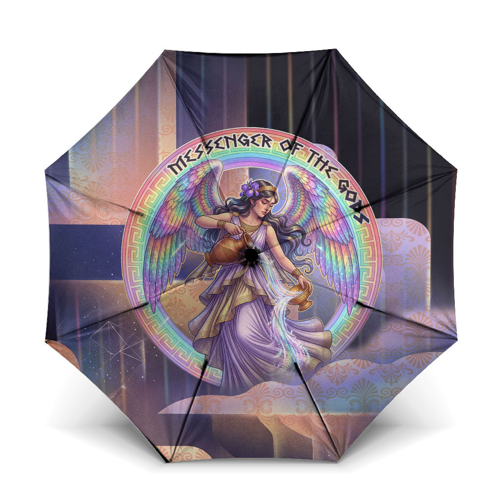 Iris Goddess Umbrella Rainbow Winged Iris - Pitcher Lyre And Greek Key