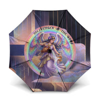 Iris Goddess Umbrella Rainbow Winged Iris - Pitcher Lyre And Greek Key