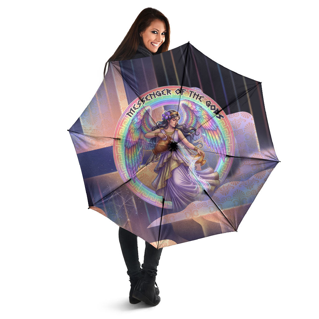 Iris Goddess Umbrella Rainbow Winged Iris - Pitcher Lyre And Greek Key
