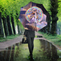 Iris Goddess Umbrella Rainbow Winged Iris - Pitcher Lyre And Greek Key