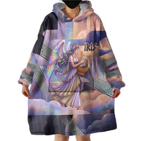 Iris Goddess Wearable Blanket Hoodie Rainbow Winged Iris - Pitcher Lyre And Greek Key