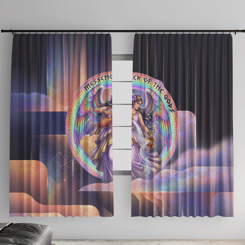 Iris Goddess Window Curtain Rainbow Winged Iris - Pitcher Lyre And Greek Key