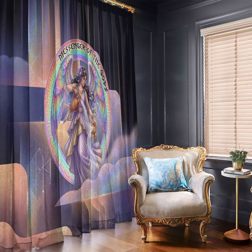 Iris Goddess Window Curtain Rainbow Winged Iris - Pitcher Lyre And Greek Key