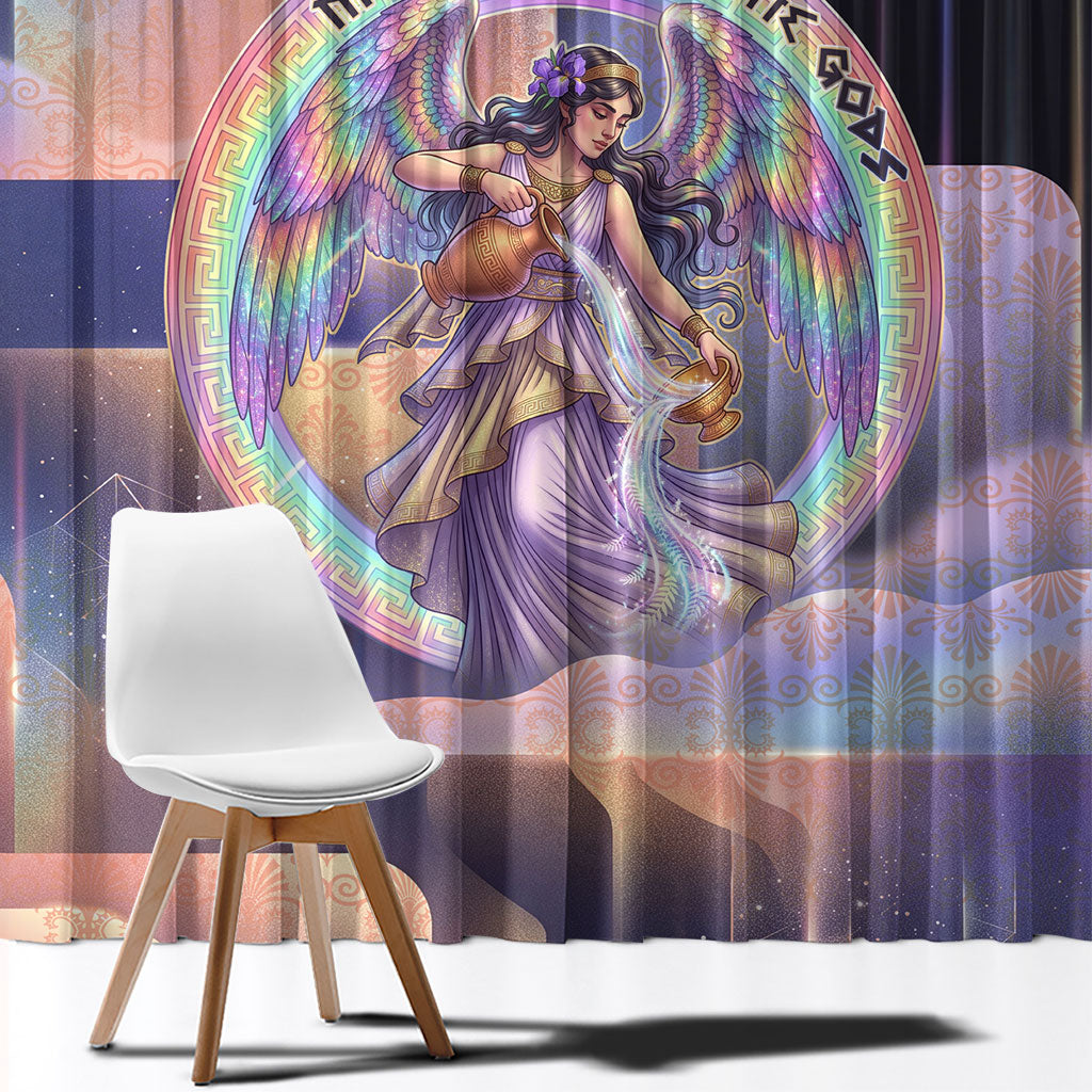 Iris Goddess Window Curtain Rainbow Winged Iris - Pitcher Lyre And Greek Key