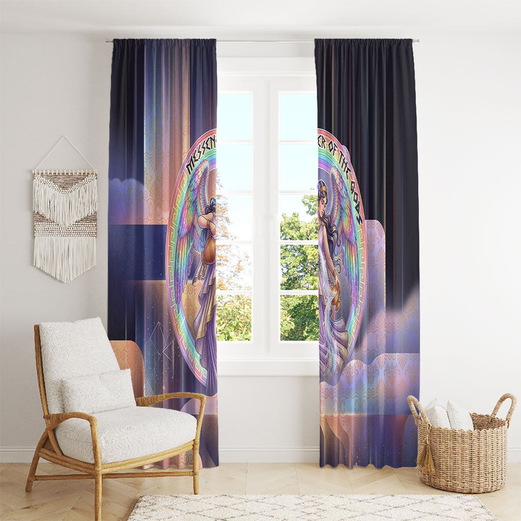 Iris Goddess Window Curtain Rainbow Winged Iris - Pitcher Lyre And Greek Key