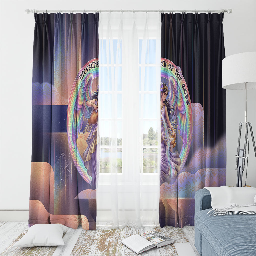 Iris Goddess Window Curtain Rainbow Winged Iris - Pitcher Lyre And Greek Key