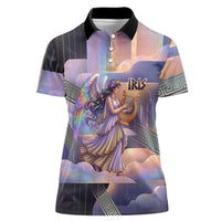 Iris Goddess Women Polo Shirt Rainbow Winged Iris - Pitcher Lyre And Greek Key