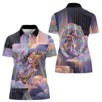 Iris Goddess Women Polo Shirt Rainbow Winged Iris - Pitcher Lyre And Greek Key