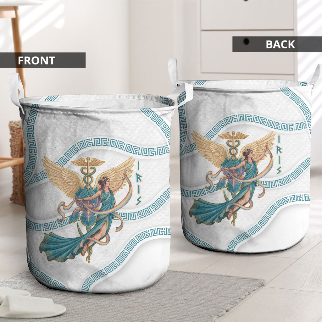Iris Goddess Laundry Basket Winged Iris Caduceus Staff Rainbow Ribbon Greek Key