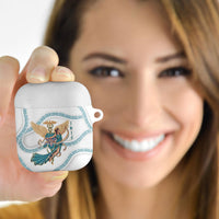 Iris Goddess AirPods Case Winged Iris Caduceus Staff Rainbow Ribbon Greek Key