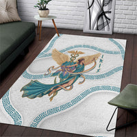 Iris Goddess Area Rug Winged Iris Caduceus Staff Rainbow Ribbon Greek Key
