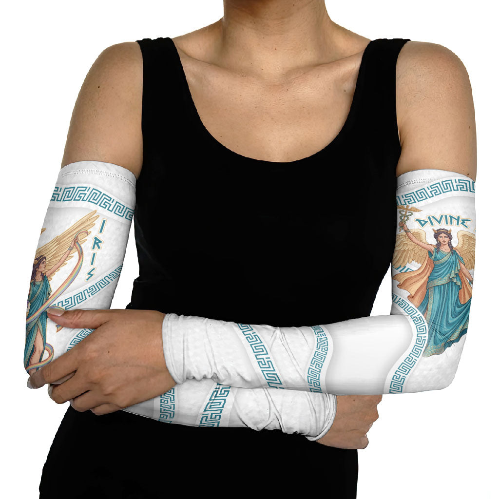 Iris Goddess Arm Sleeves Winged Iris Caduceus Staff Rainbow Ribbon Greek Key