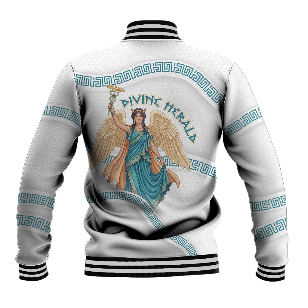 Iris Goddess Baseball Jacket Winged Iris Caduceus Staff Rainbow Ribbon Greek Key