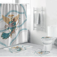 Iris Goddess Bathroom Set Winged Iris Caduceus Staff Rainbow Ribbon Greek Key