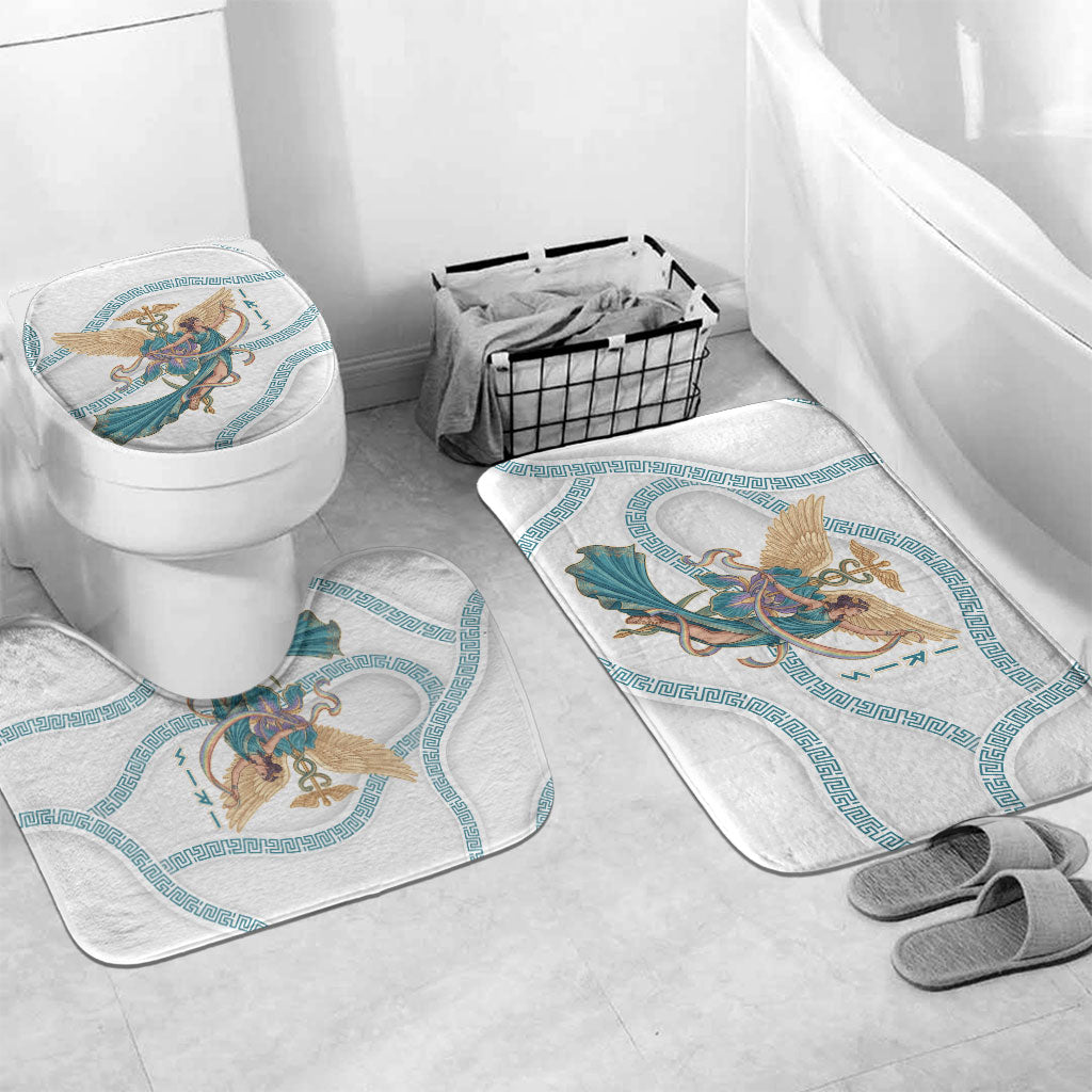 Iris Goddess Bathroom Set Winged Iris Caduceus Staff Rainbow Ribbon Greek Key