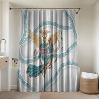 Iris Goddess Bathroom Set Winged Iris Caduceus Staff Rainbow Ribbon Greek Key