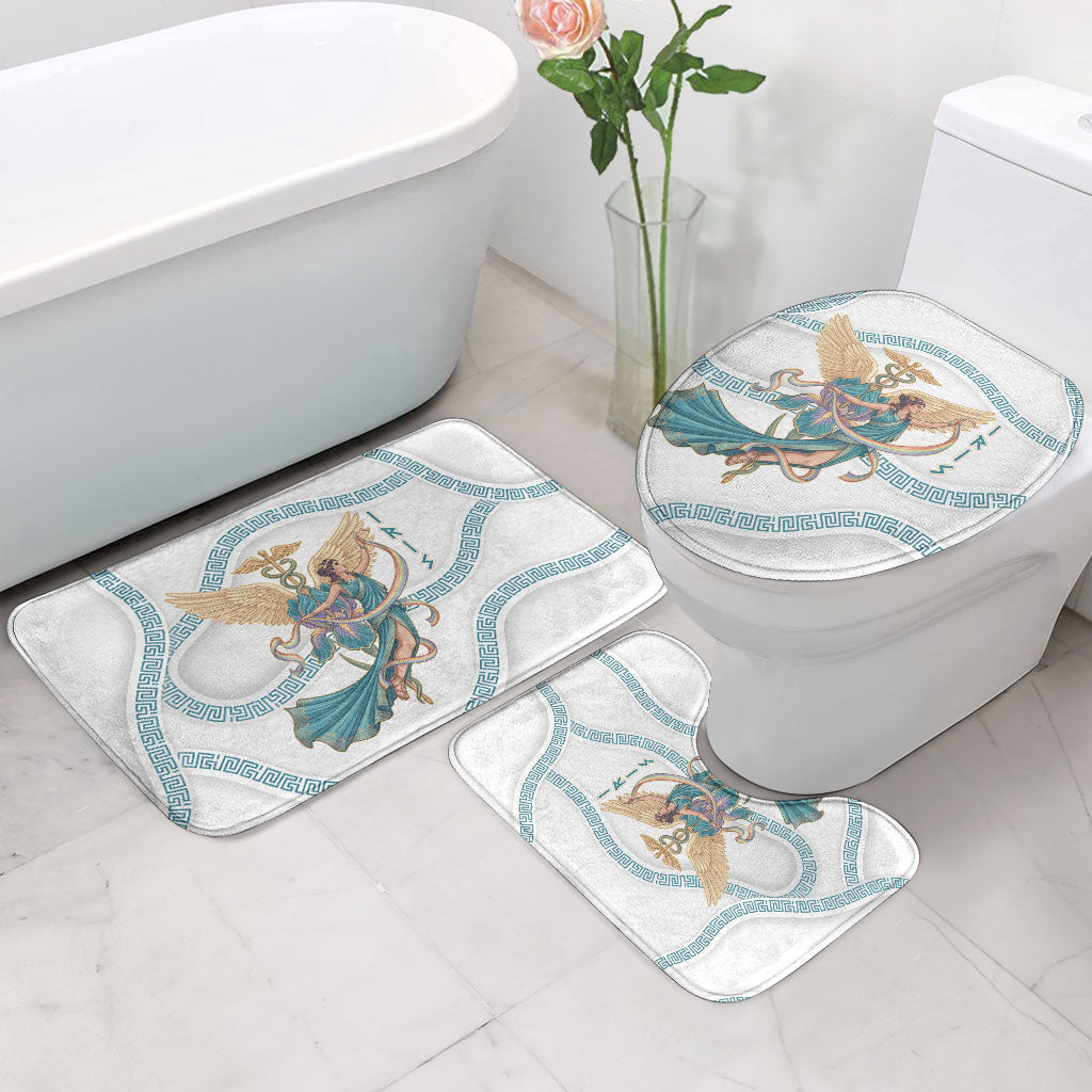 Iris Goddess Bathroom Set Winged Iris Caduceus Staff Rainbow Ribbon Greek Key
