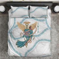 Iris Goddess Bedding Set Winged Iris Caduceus Staff Rainbow Ribbon Greek Key