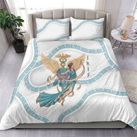 Iris Goddess Bedding Set Winged Iris Caduceus Staff Rainbow Ribbon Greek Key